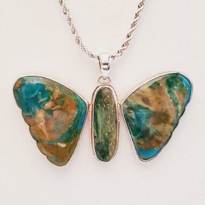 Authentic Large Peruvian Opal Butterfly Necklace.